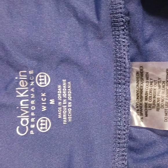 Calvin Klein Performance Stretch leggings Blue White Medium Wick pocket Workout - Picture 4 of 4